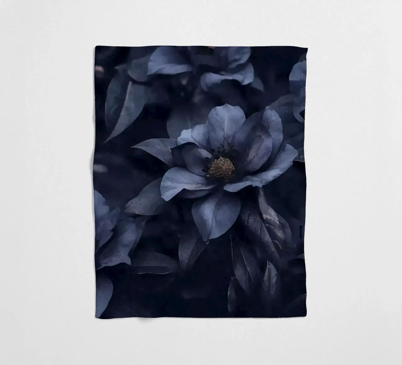 Blue Floral Mood Large Blooms fleece blanket by Andrea Haase Floral Passion