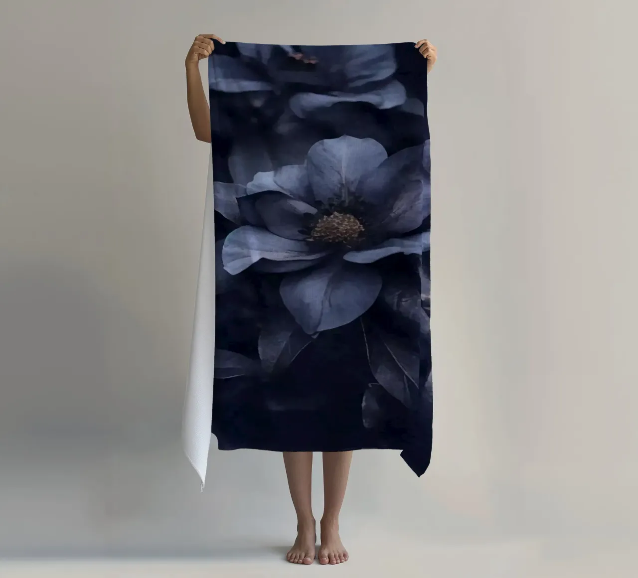 Blue Floral Mood Large Blooms beach towel by Andrea Haase Floral Passion