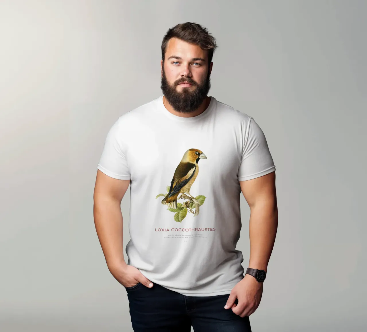 Kernbeißer oder Loxia coccothraustes T-Shirt von Vintagrafica