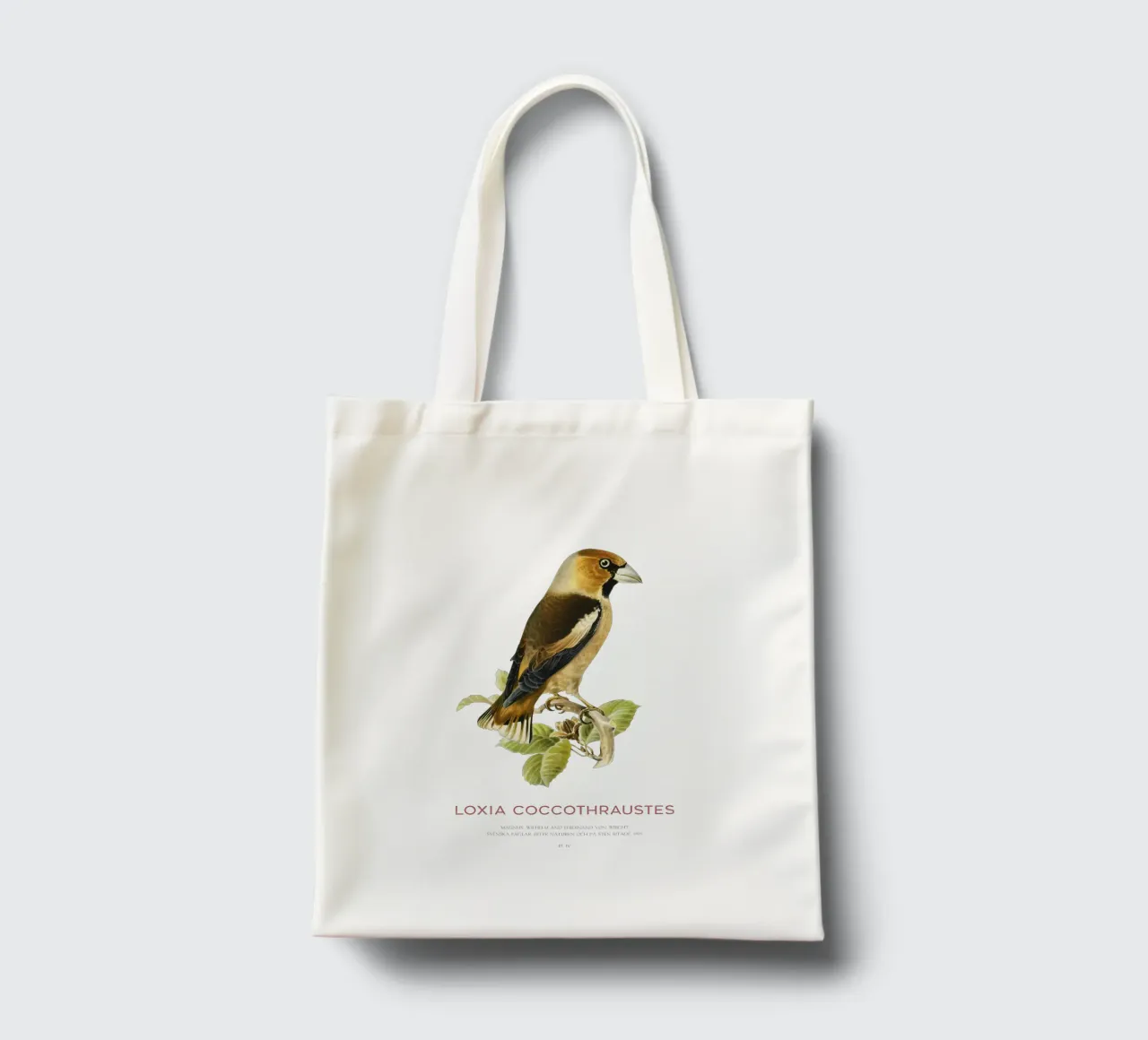 Kernbeißer oder Loxia coccothraustes Jutebeutel von Vintagrafica