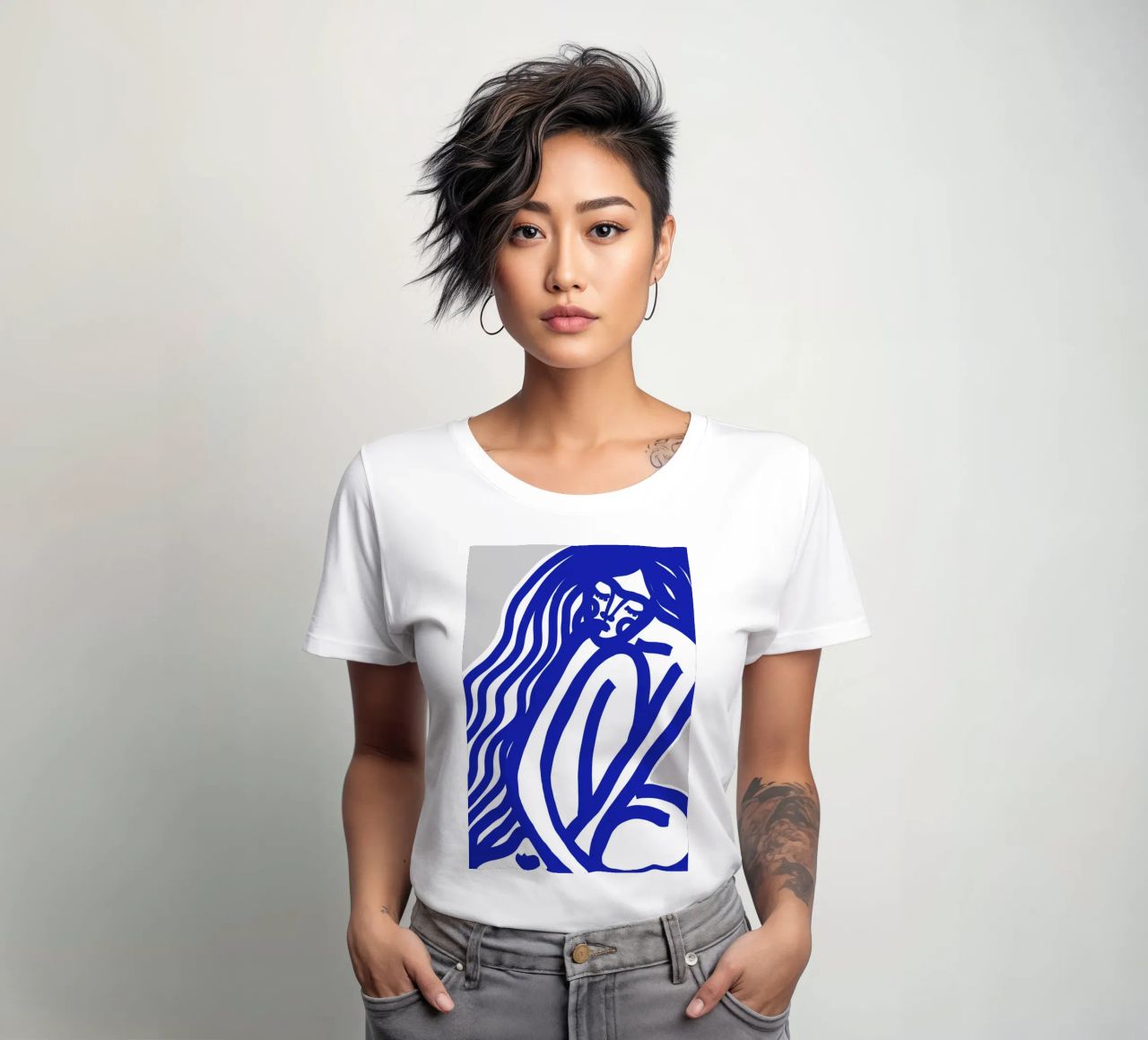 The Silence (blue) women's fitted t-shirt by treechild