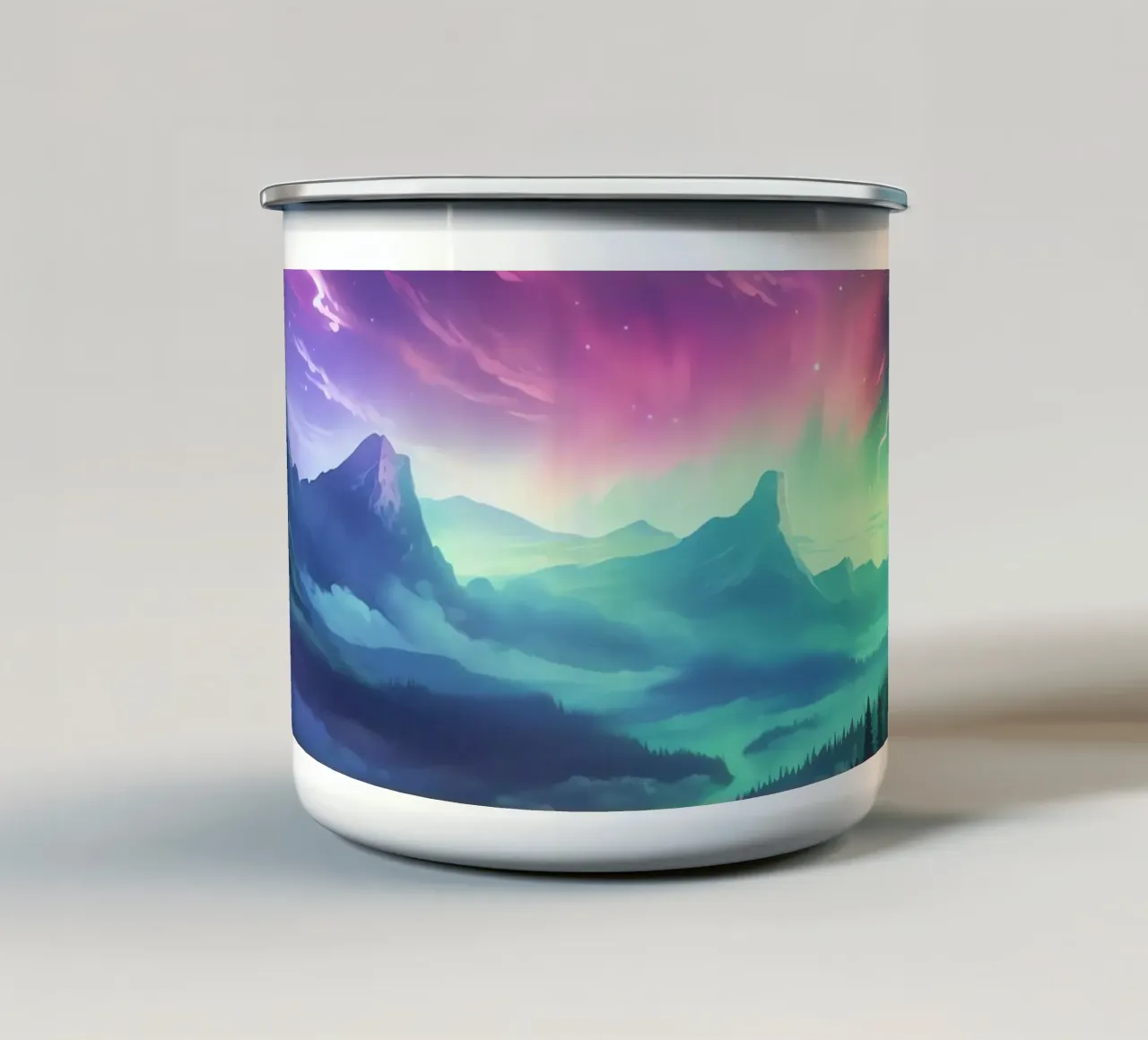 Aurora borealis enamel mug by Théïa's Fantasia World