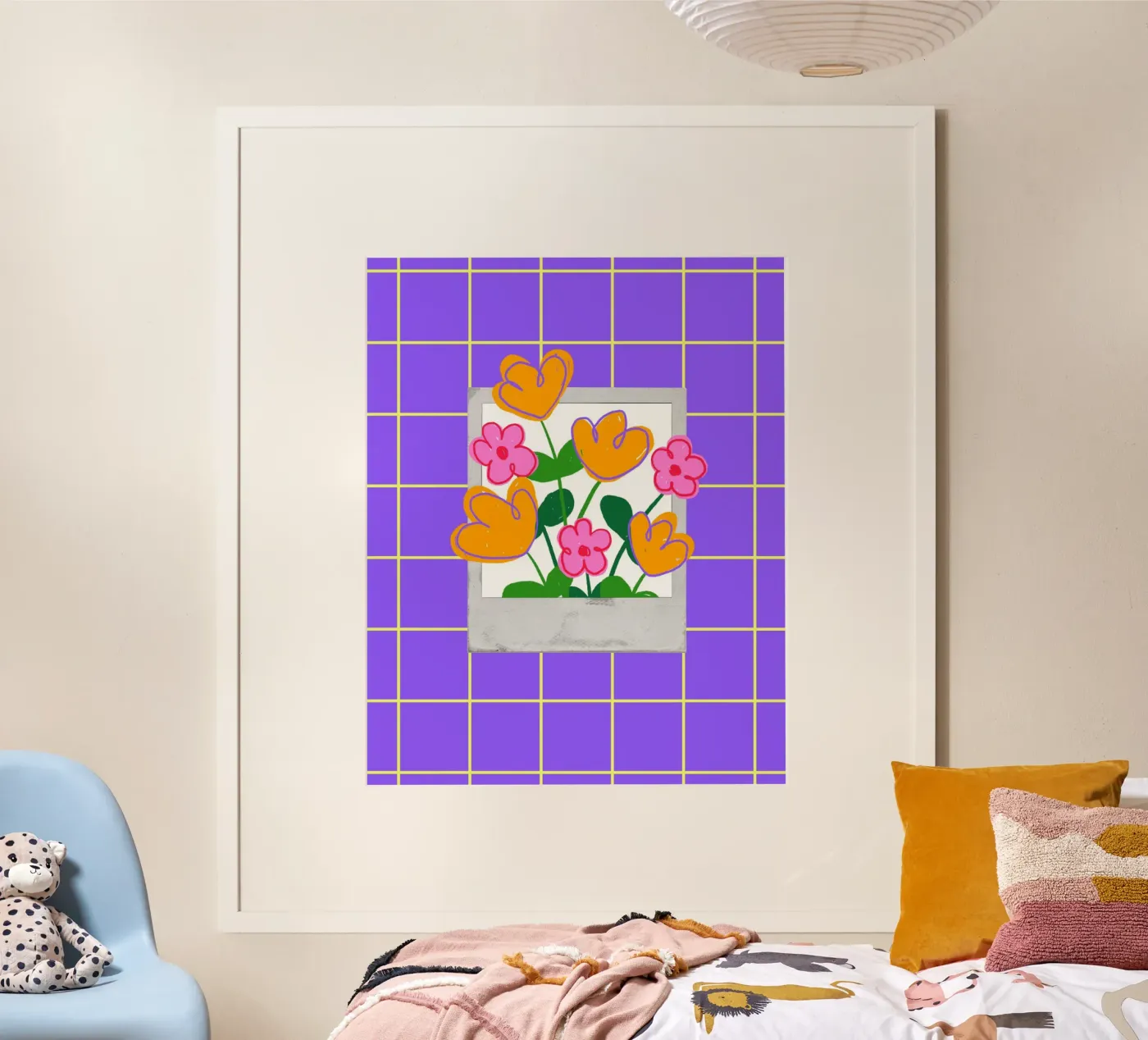 Grid Flowers poster van LAUSEMIA DESIGN STUDIO