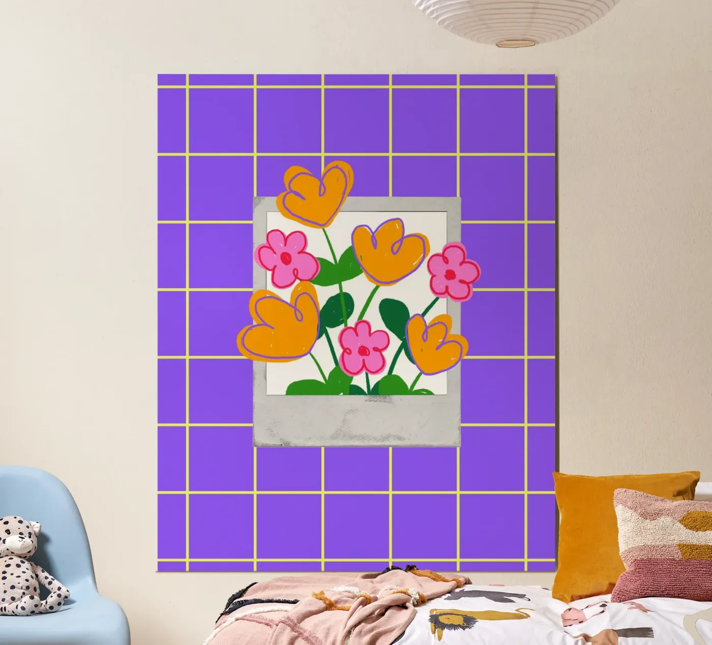 Grid Flowers poster van LAUSEMIA DESIGN STUDIO