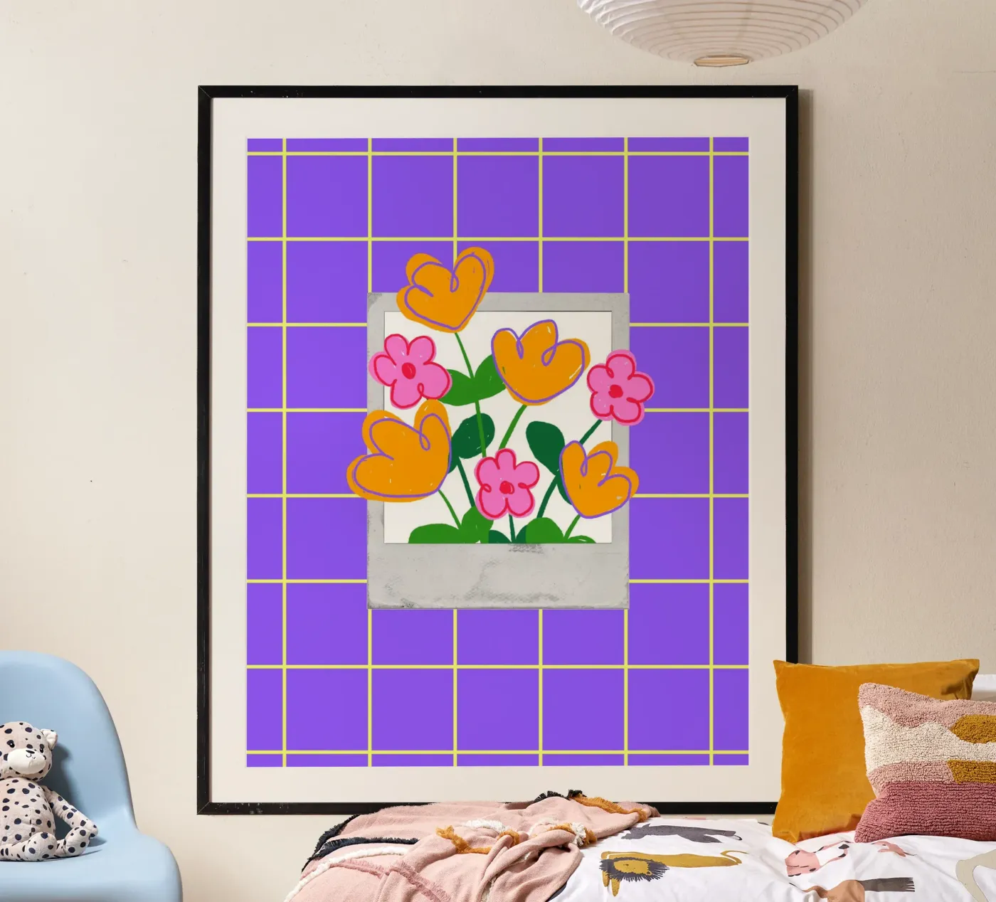 Grid Flowers poster van LAUSEMIA DESIGN STUDIO