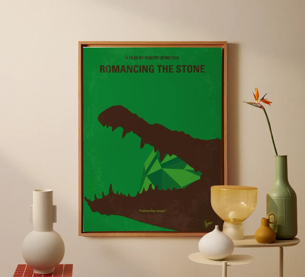 No732 My Romancing the Stone minimal movie poster tela con Cornice a cassetta da Chungkong