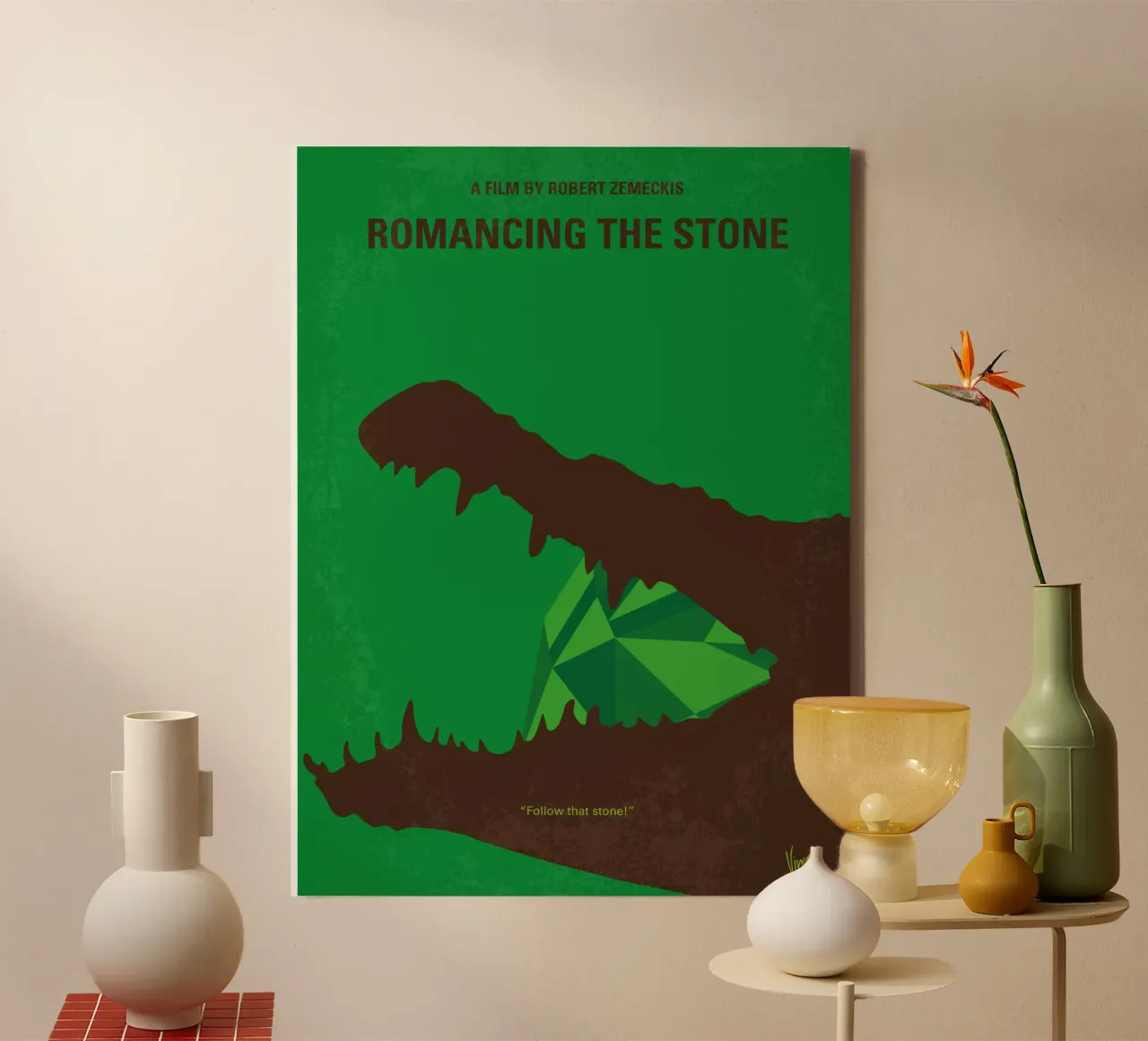 No732 My Romancing the Stone minimal movie poster tela con Cornice a cassetta da Chungkong