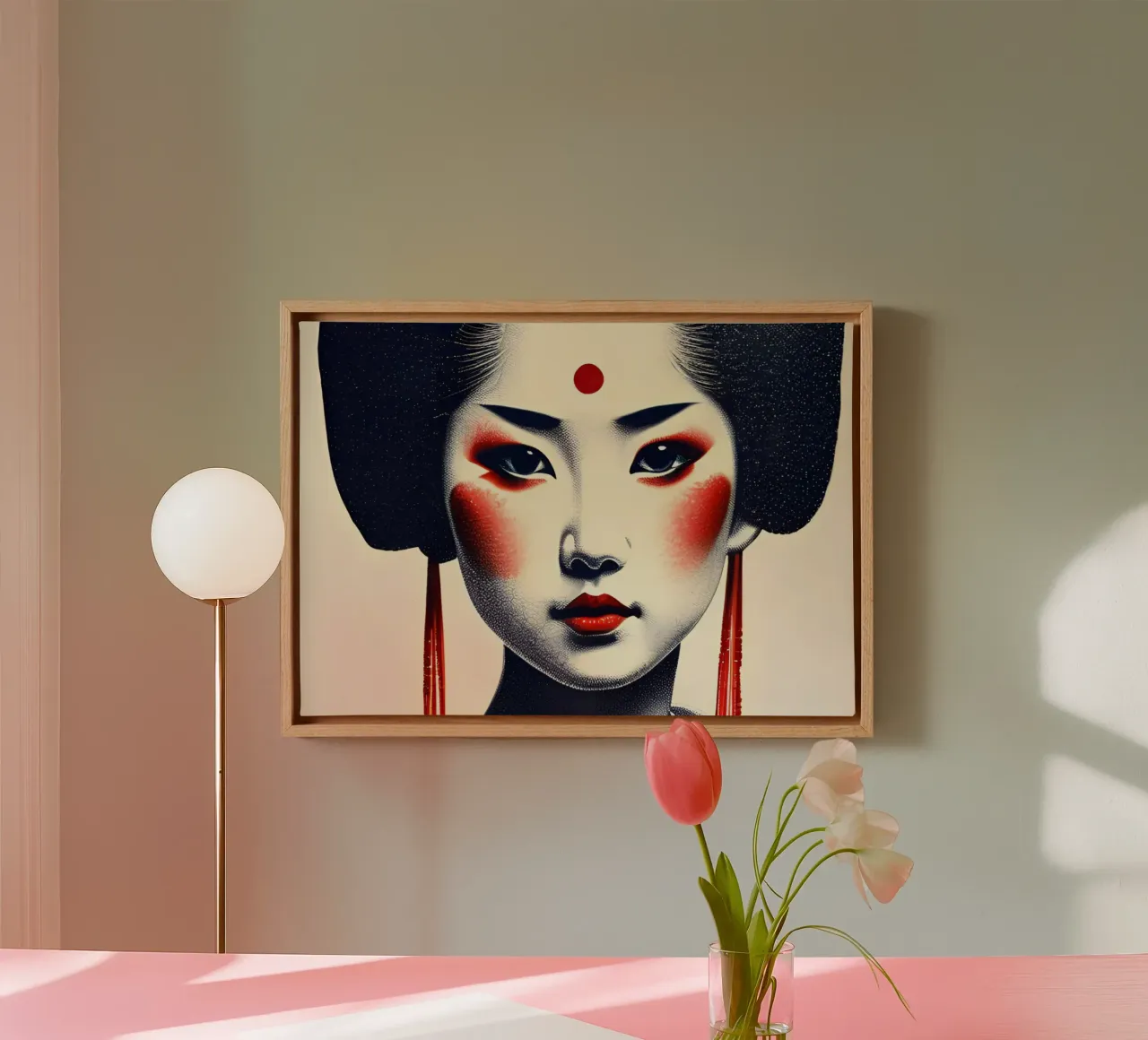 Geisha 7 canvas met Baklijst van Rezh creations
