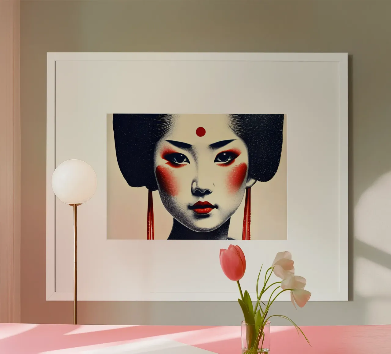 Geisha 7 poster con telaio in plastica da Rezh creations