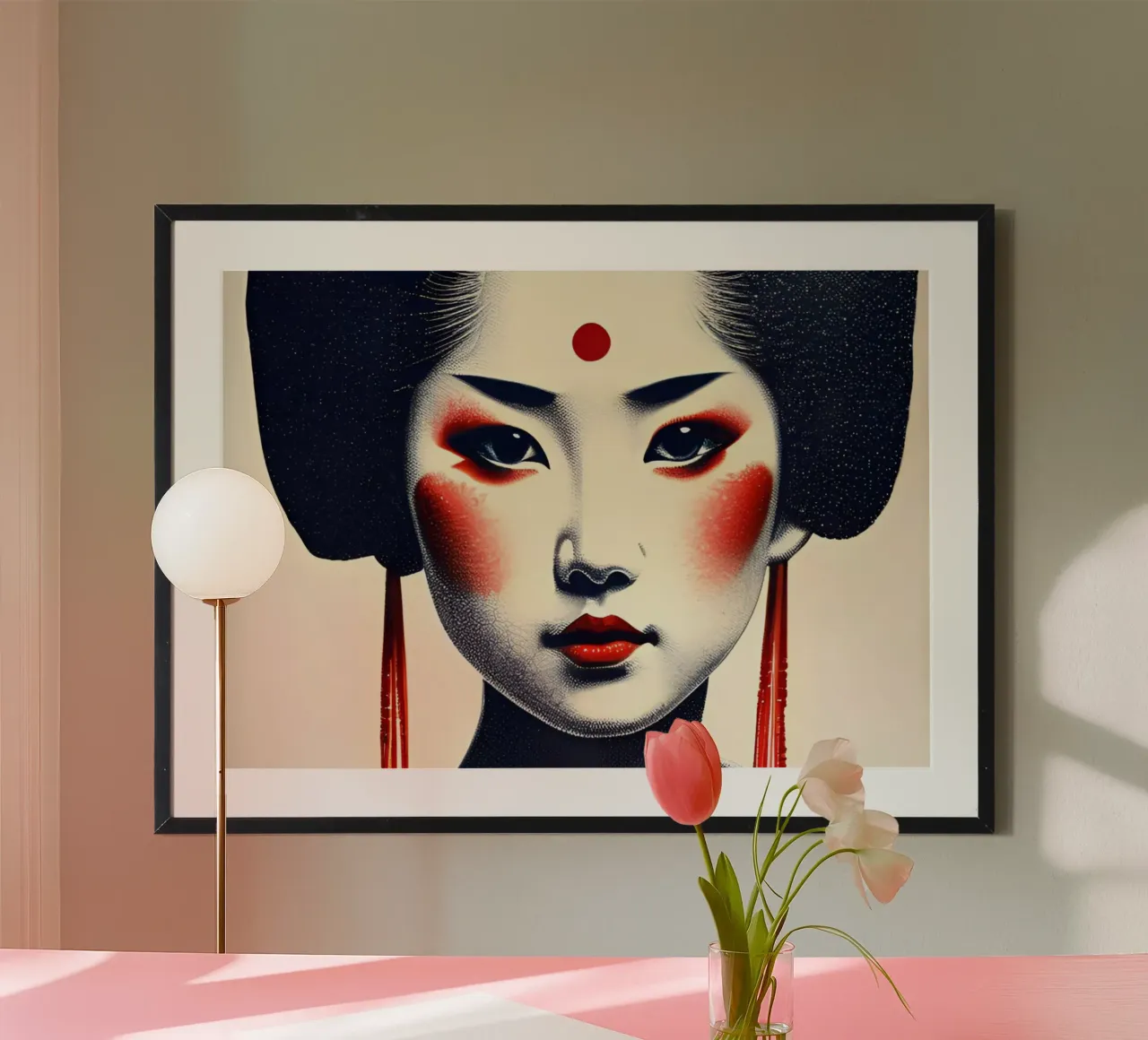 Geisha 7 poster con telaio in plastica da Rezh creations