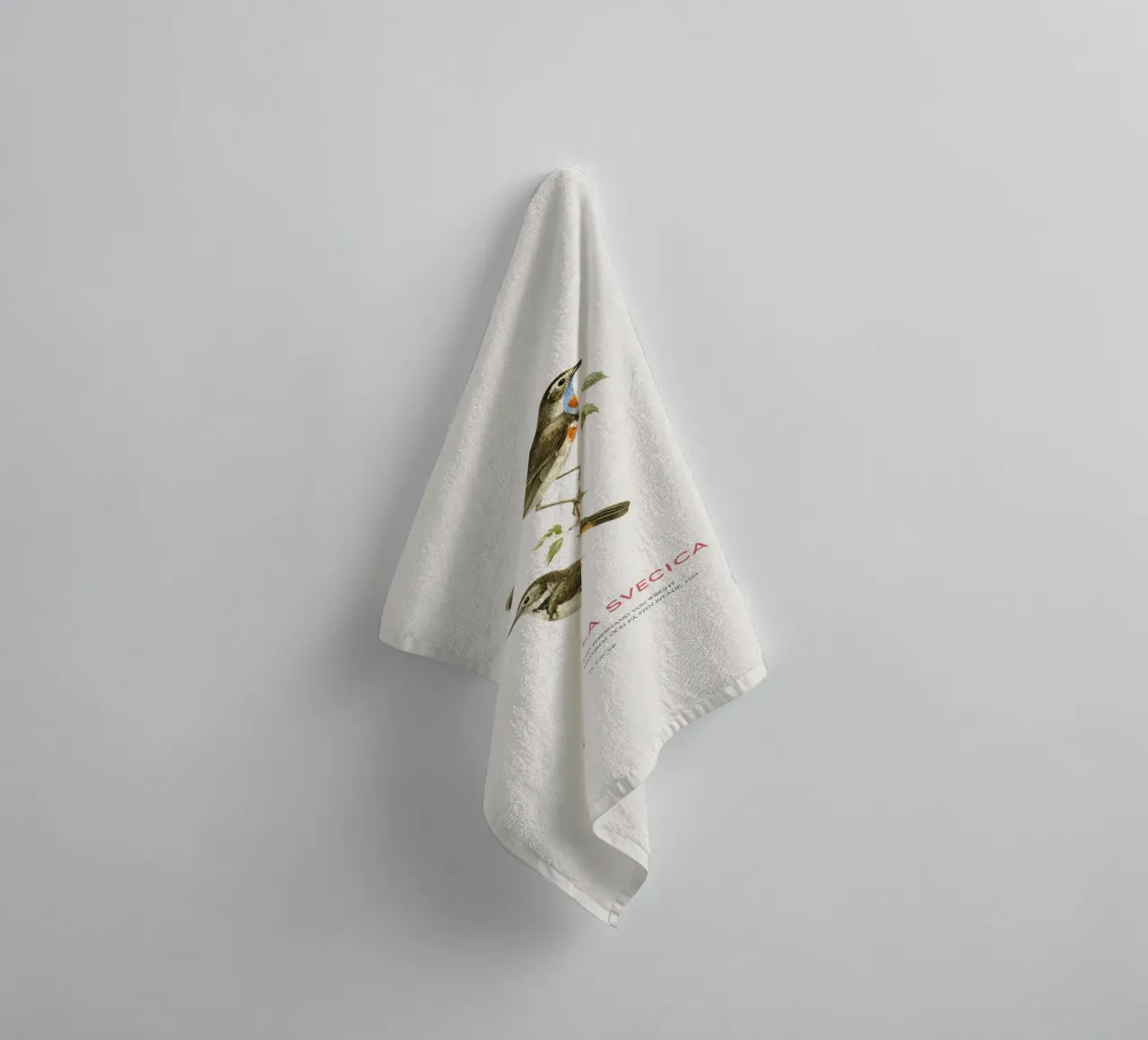 Blaukehlchen oder Cyanecula svecica Handtuch von Vintagrafica