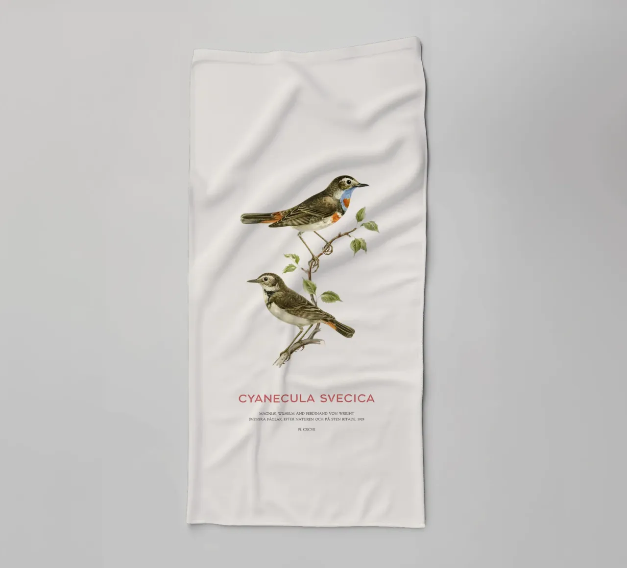 Blaukehlchen oder Cyanecula svecica Handtuch von Vintagrafica