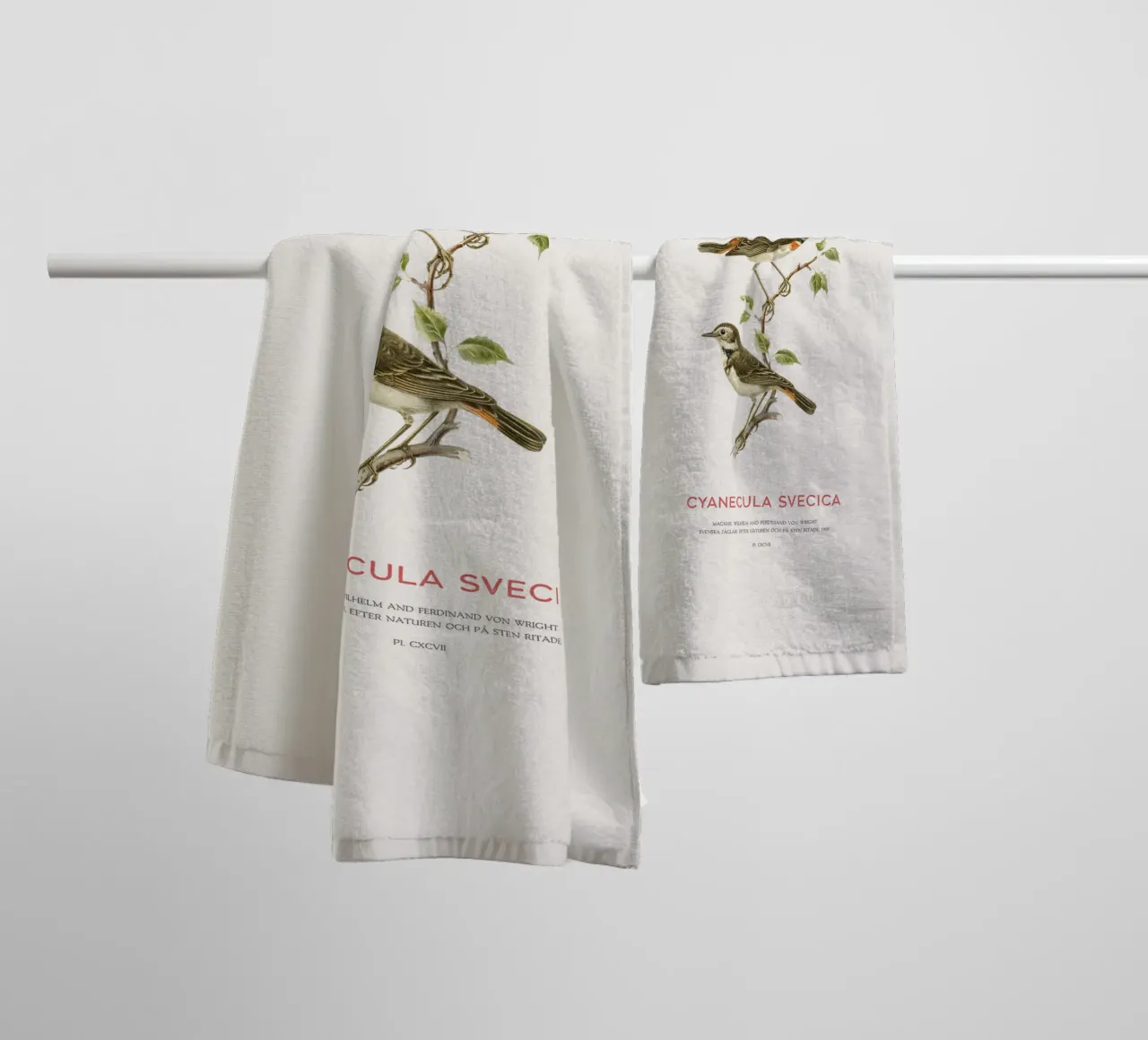 Blaukehlchen oder Cyanecula svecica Handtuch von Vintagrafica