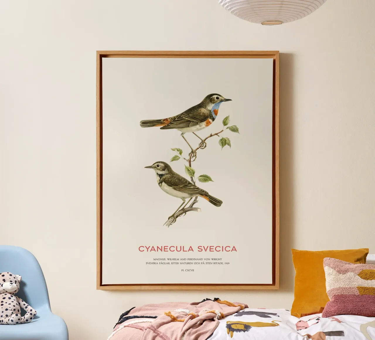 Blaukehlchen oder Cyanecula svecica Leinwand von Vintagrafica