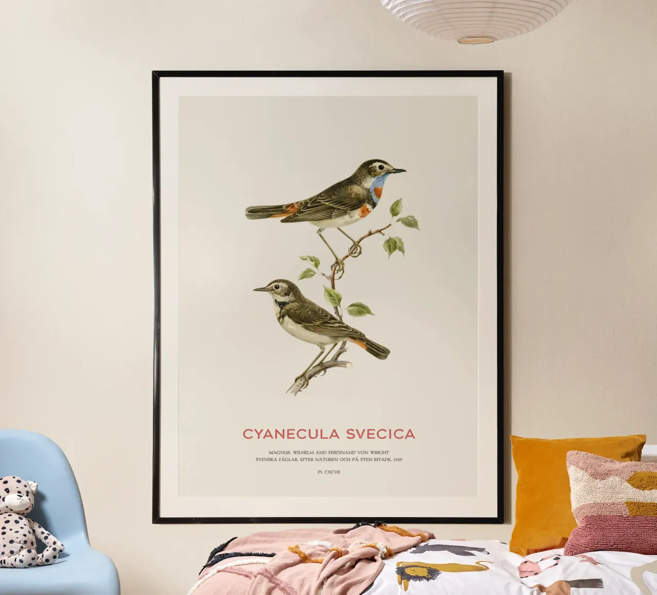 Blaukehlchen oder Cyanecula svecica Hahnemühle von Vintagrafica