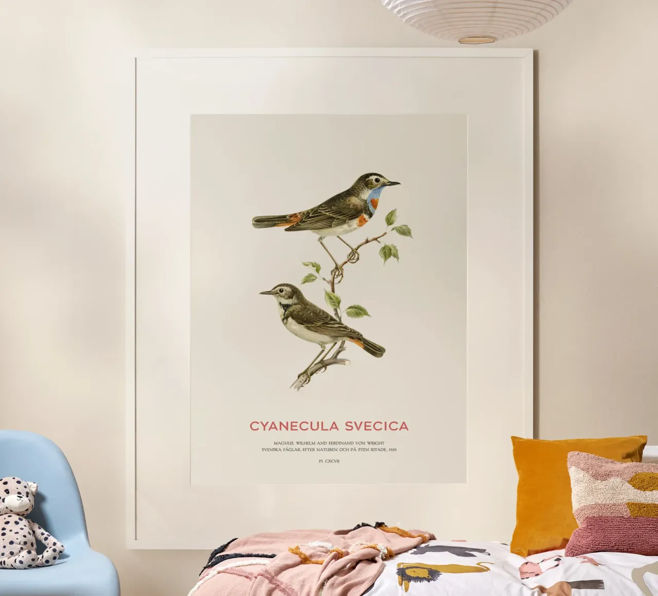 Blaukehlchen oder Cyanecula svecica Hahnemühle von Vintagrafica