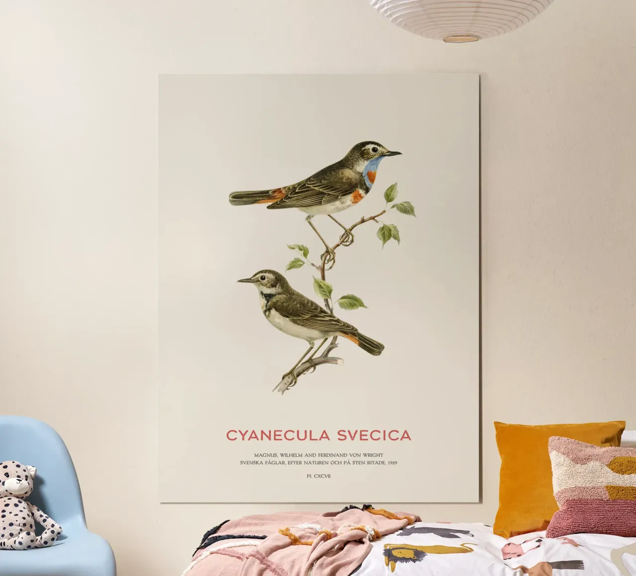 Blaukehlchen oder Cyanecula svecica Hahnemühle von Vintagrafica