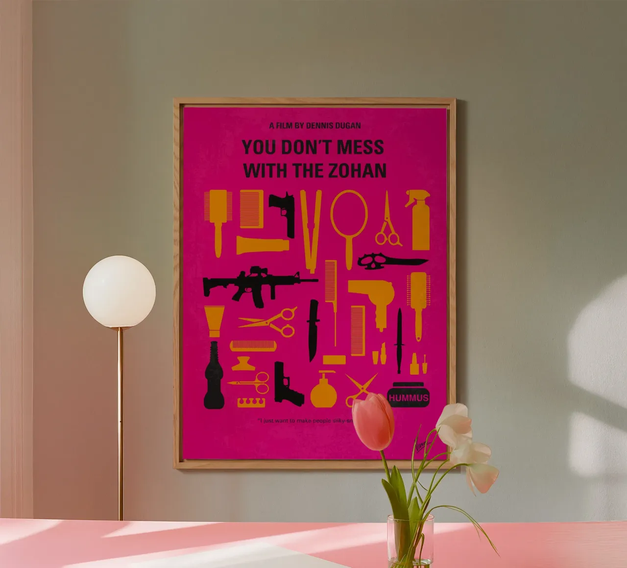 No743 My You Dont Mess with the Zohan minimal movie poster alluminio dibond da Chungkong