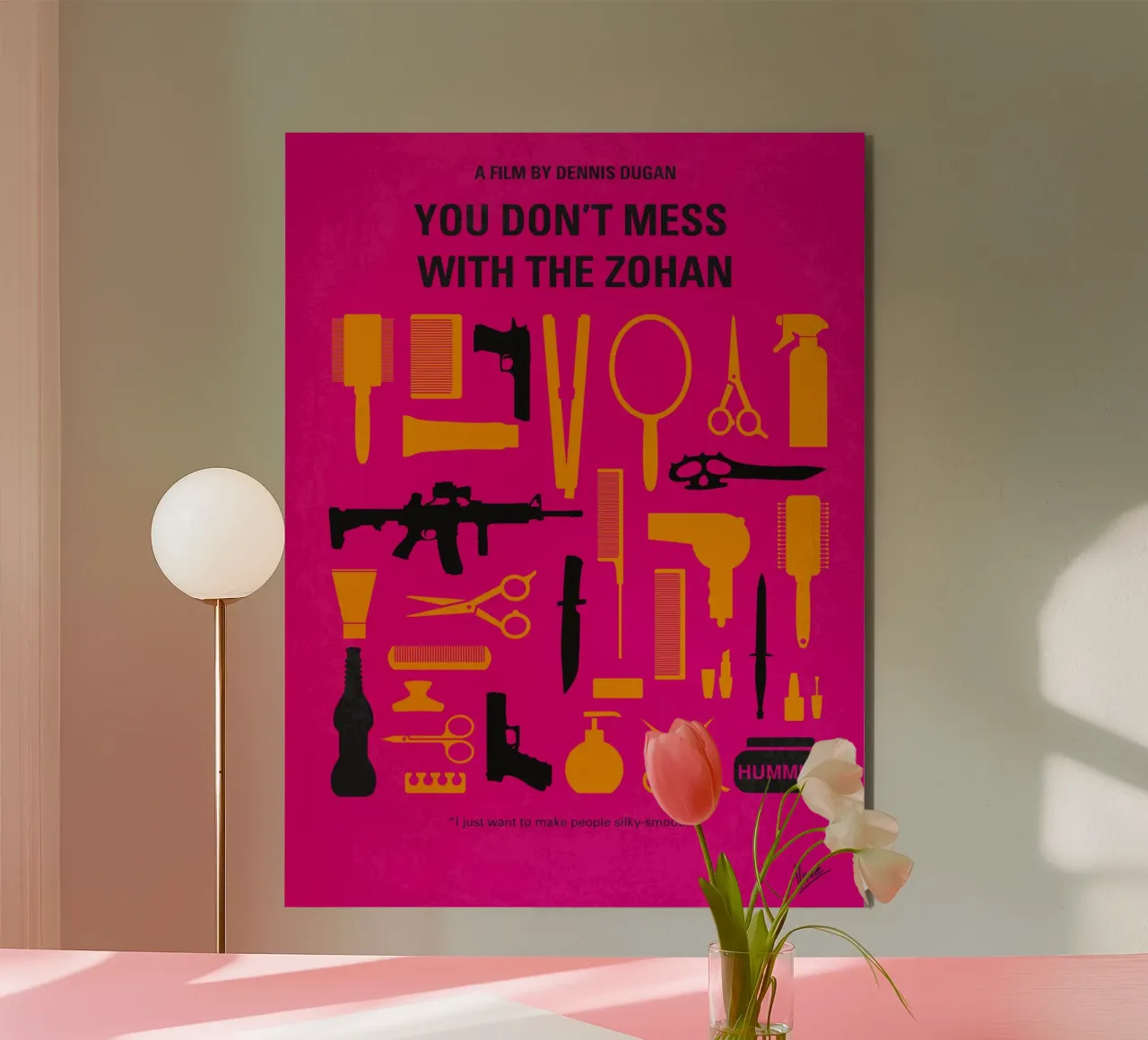 No743 My You Dont Mess with the Zohan minimal movie poster alluminio dibond da Chungkong