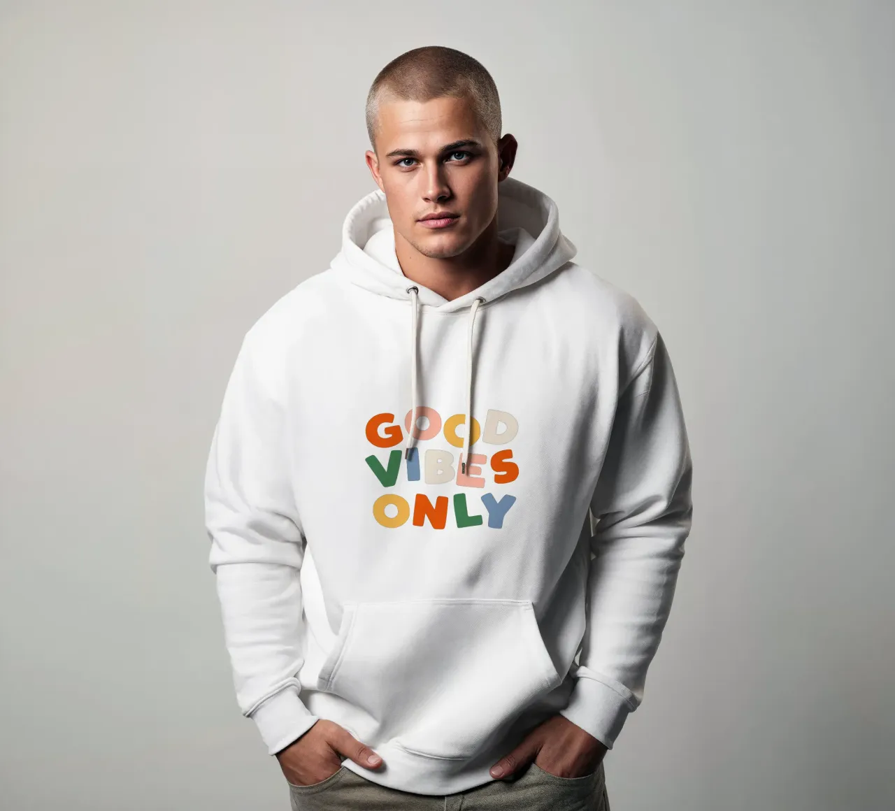 Good Vibes Only Colourful Typografie Design felpa con cappuccio da THE MOTIVATED TYPE