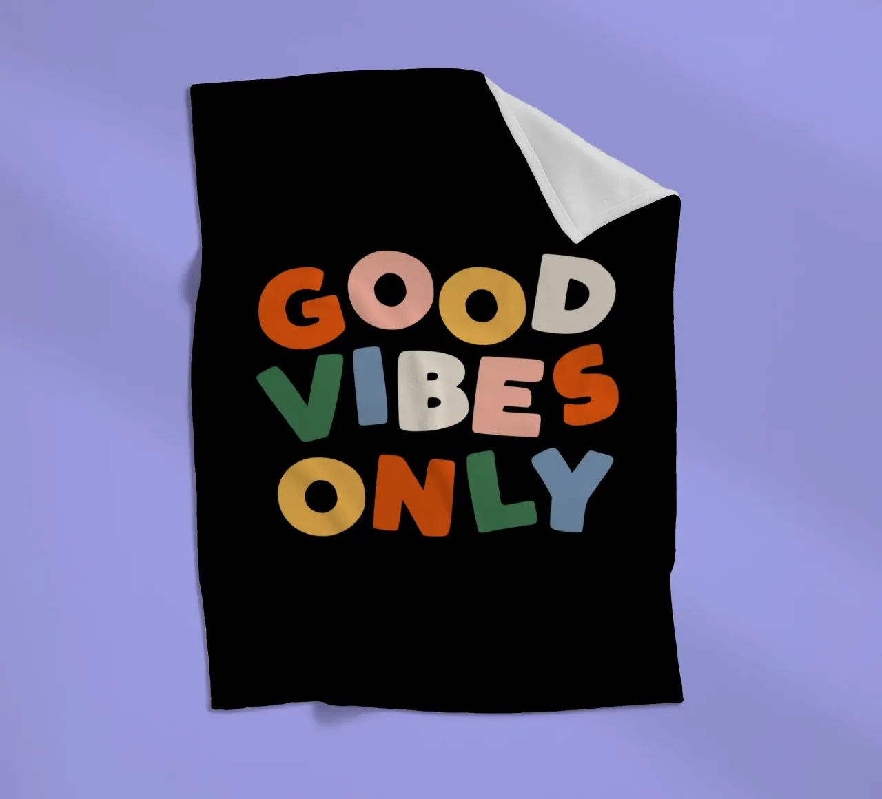 Good Vibes Only Colourful Typografie Design coperta in pile da THE MOTIVATED TYPE