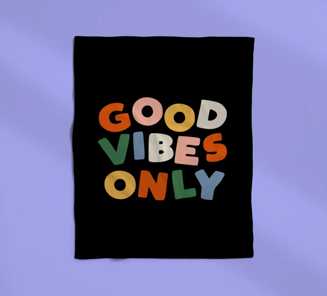 Good Vibes Only Colourful Typografie Design coperta in pile da THE MOTIVATED TYPE