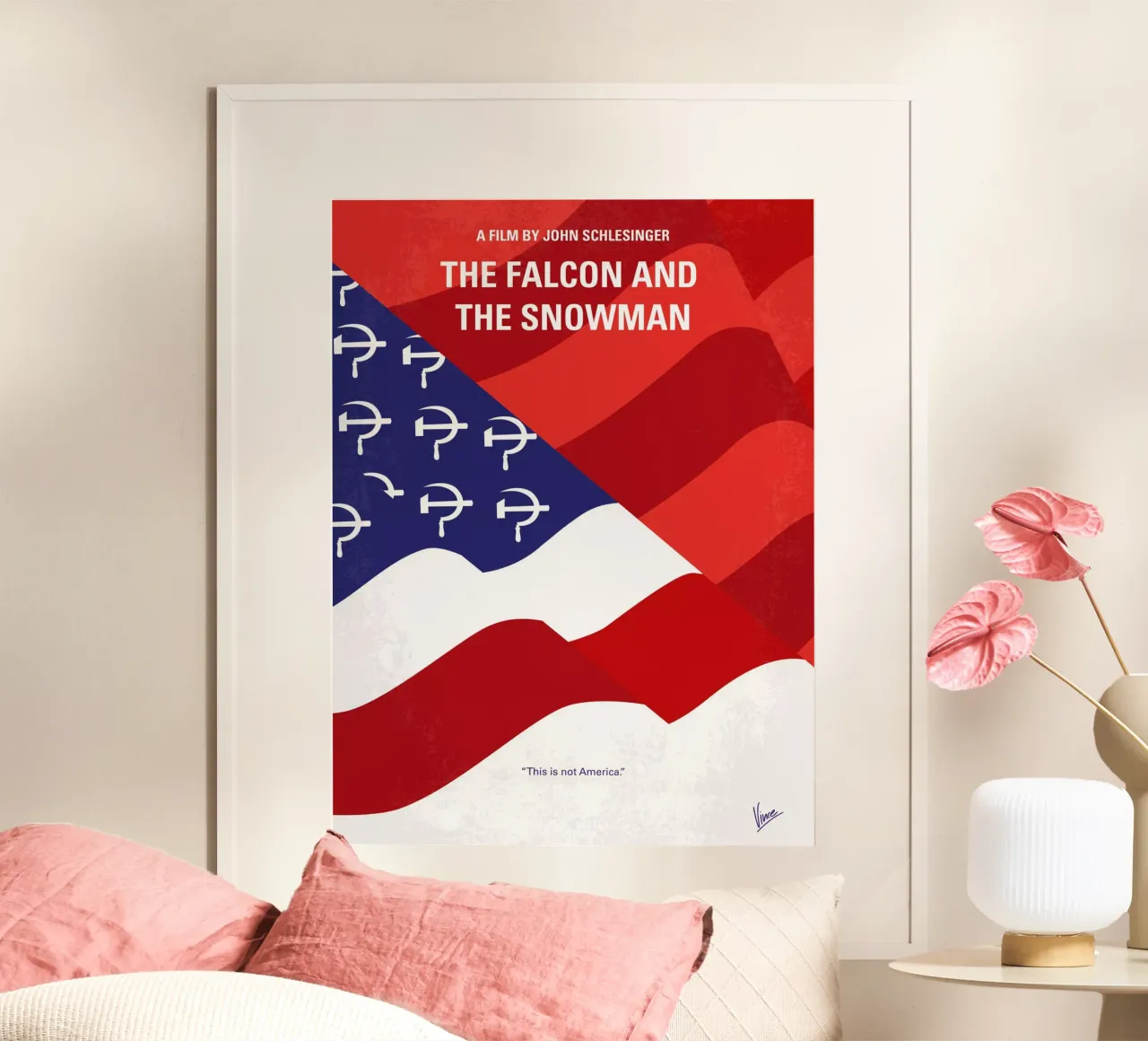 No749 My The Falcon and the Snowman minimal movie poster carta hahnemühle da Chungkong