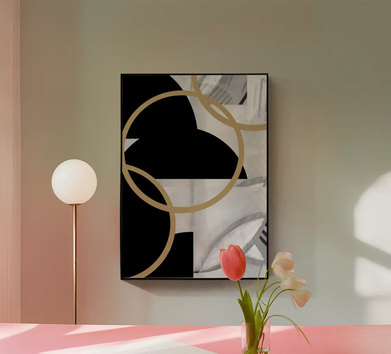 Sfere d'oro a righe bianche e nere No3 plexiglass da Cartissi