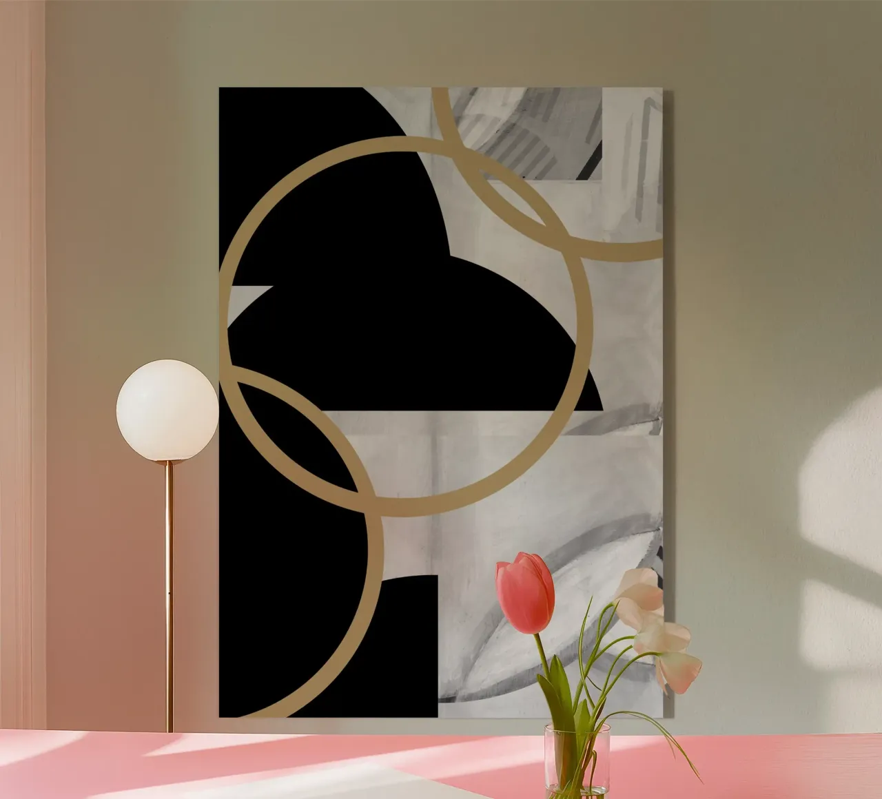 Sfere d'oro a righe bianche e nere No3 plexiglass da Cartissi