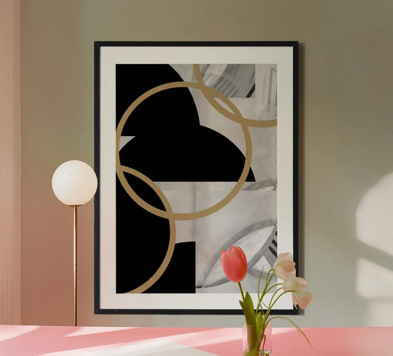 Sfere d'oro a righe bianche e nere No3 carta hahnemühle da Cartissi