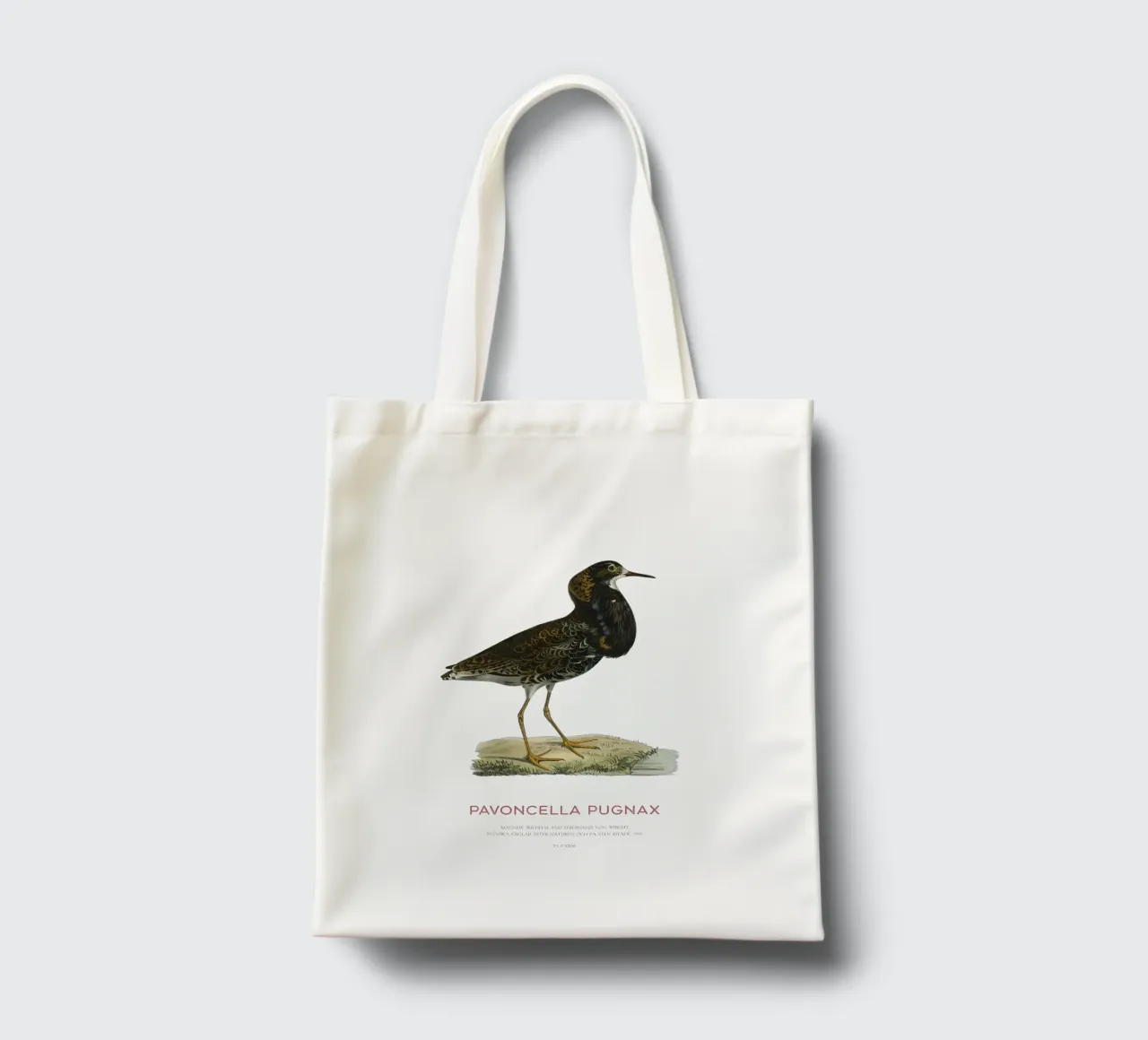 Ruff bird or Pavoncella pugnax borsa in juta da Vintagrafica