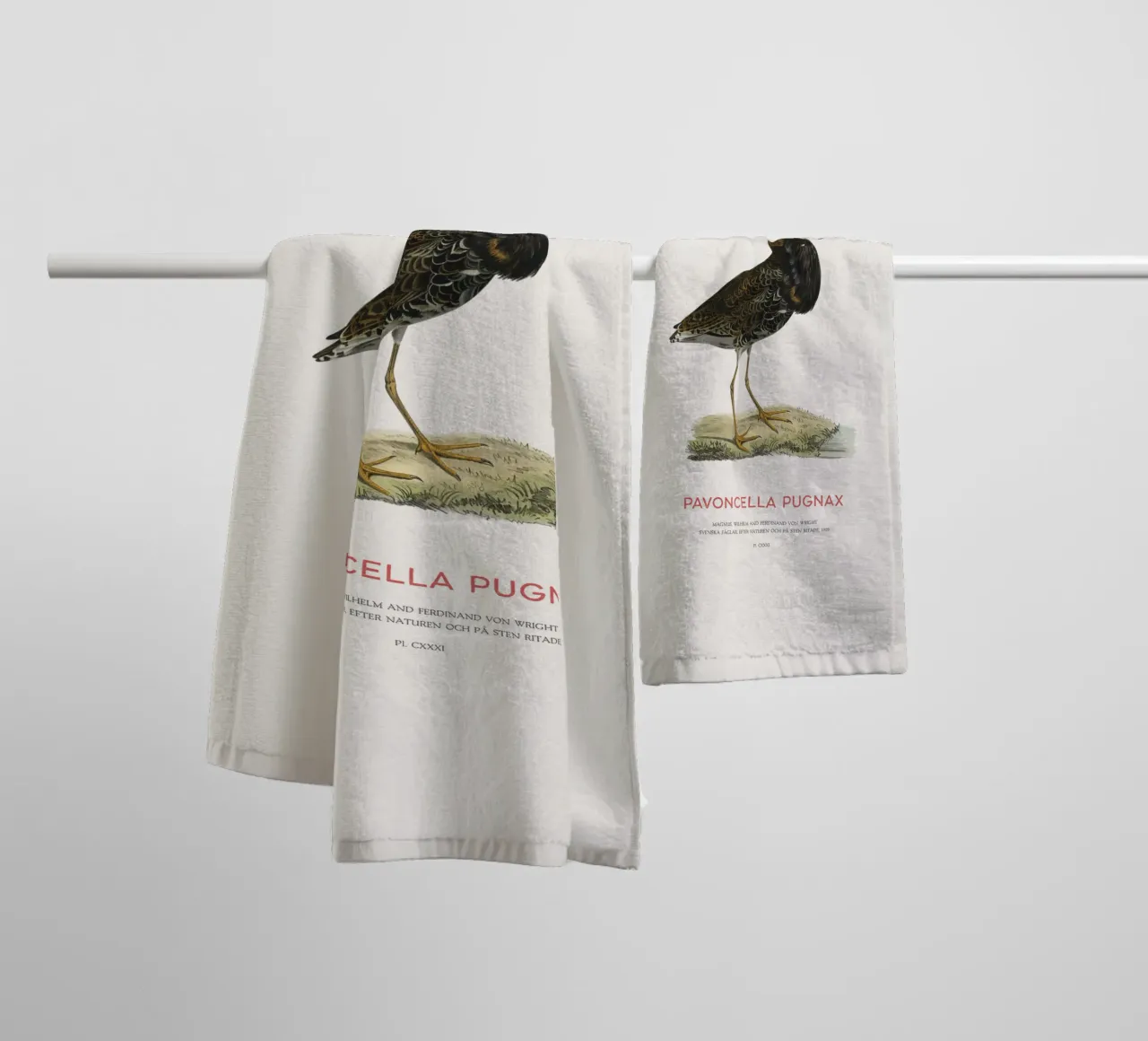 Ruff bird or Pavoncella pugnax asciugamano da bagno da Vintagrafica