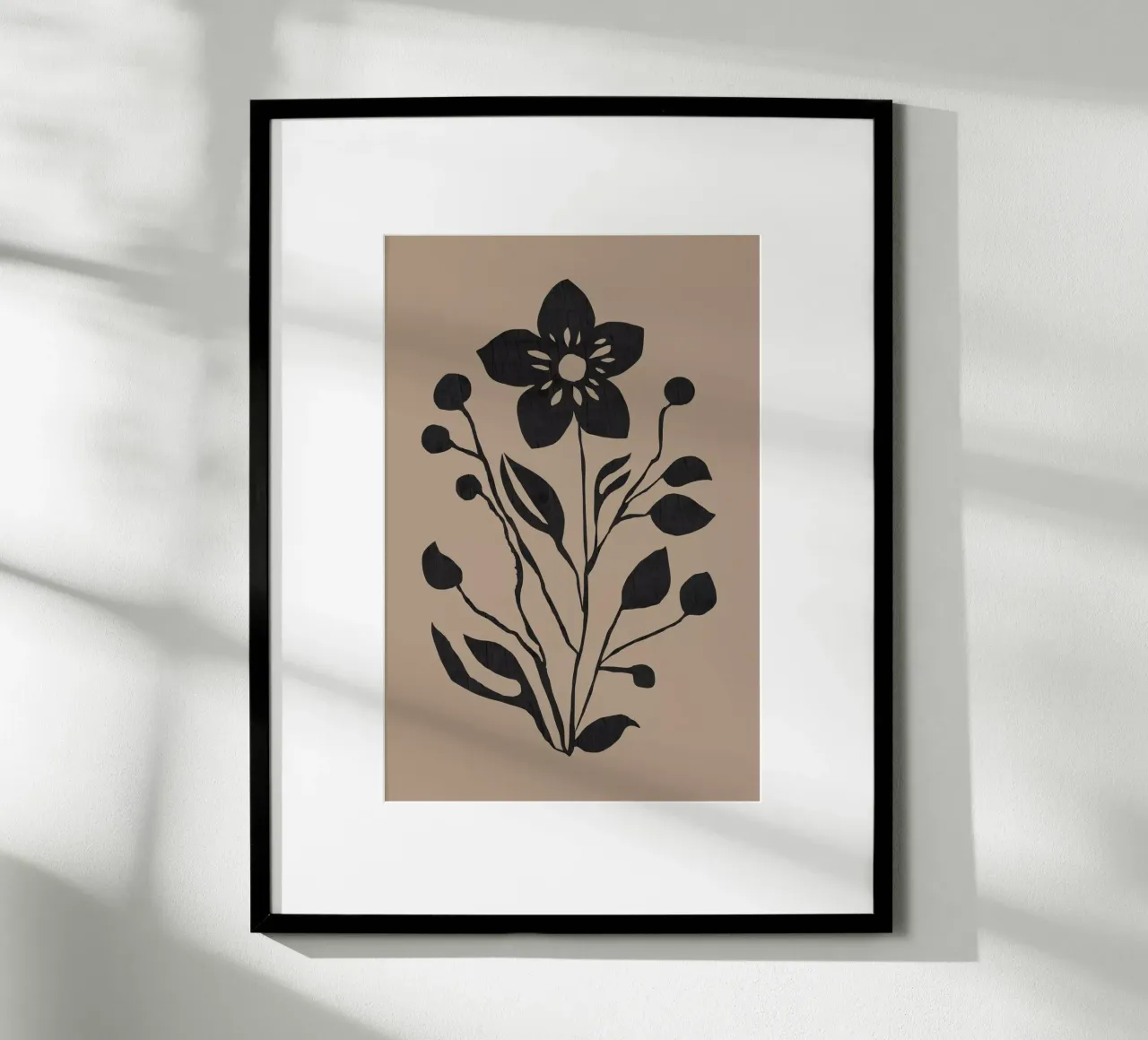 Fiore nero Silhouette botanica moderna poster da Cartissi