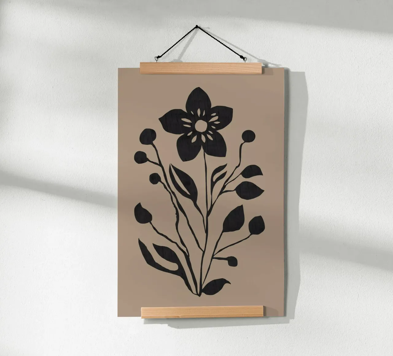 Fiore nero Silhouette botanica moderna poster da Cartissi