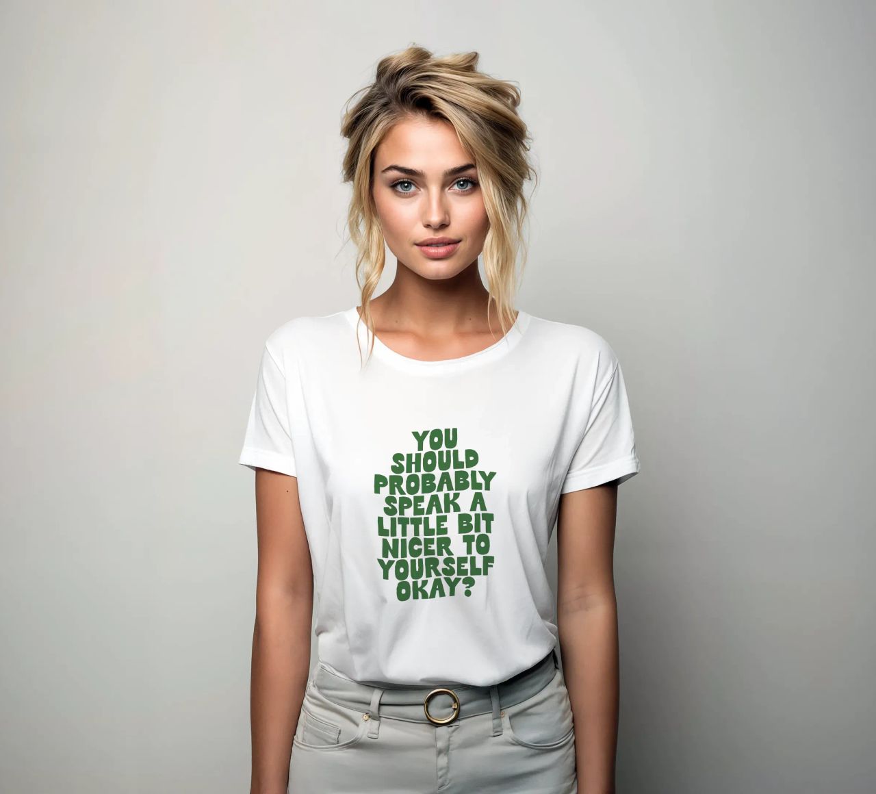 Probabilmente dovreste parlare in modo un po' più gentile con voi stessi t-shirt da donna da THE MOTIVATED TYPE