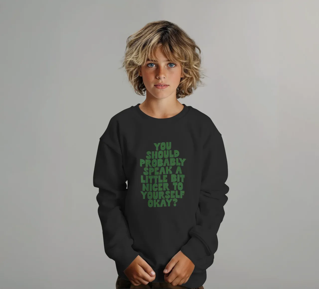 Probabilmente dovreste parlare in modo un po' più gentile con voi stessi felpa bambino da THE MOTIVATED TYPE