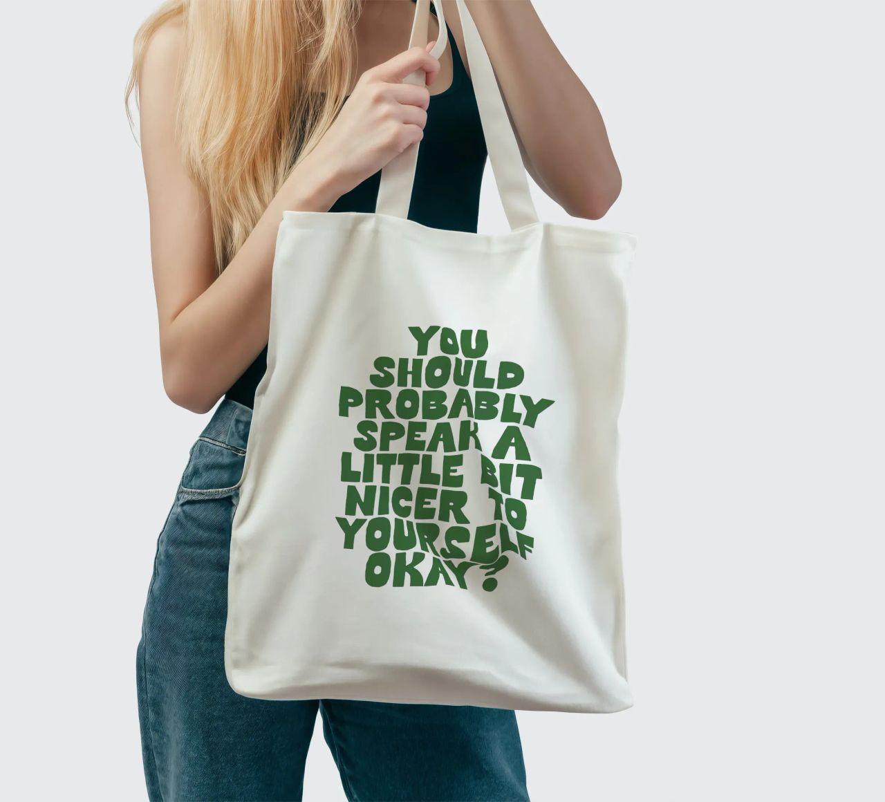 Probabilmente dovreste parlare in modo un po' più gentile con voi stessi borsa in juta da THE MOTIVATED TYPE