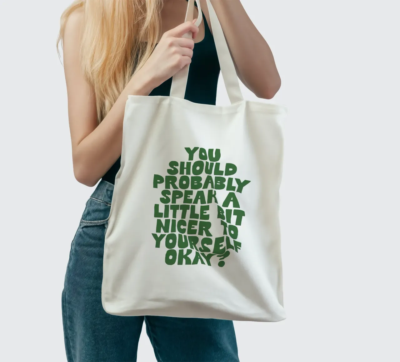 Probabilmente dovreste parlare in modo un po' più gentile con voi stessi borsa in juta da THE MOTIVATED TYPE