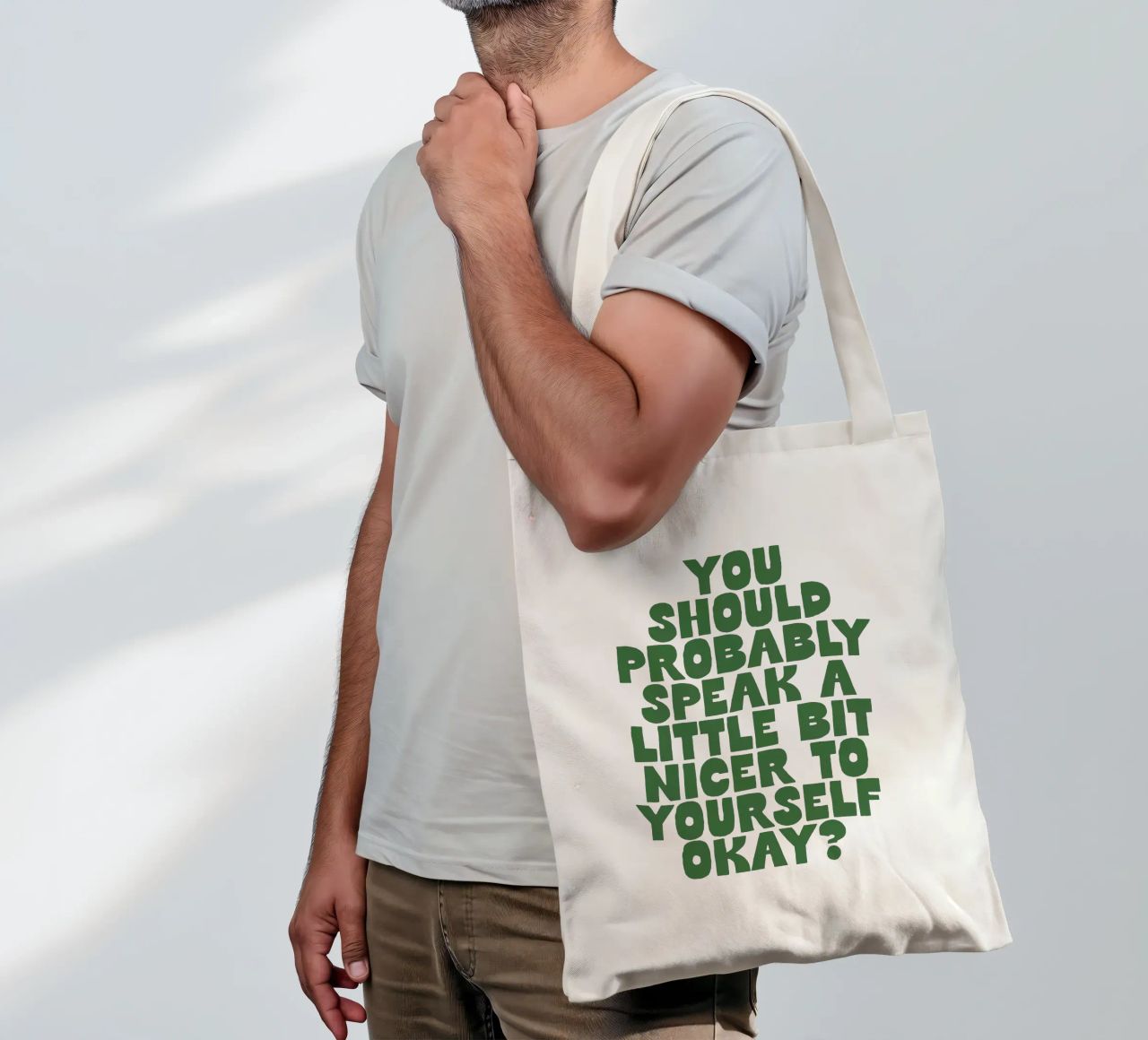 Probabilmente dovreste parlare in modo un po' più gentile con voi stessi borsa in juta da THE MOTIVATED TYPE
