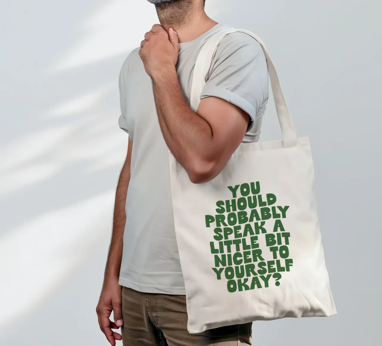 Probabilmente dovreste parlare in modo un po' più gentile con voi stessi borsa in juta da THE MOTIVATED TYPE