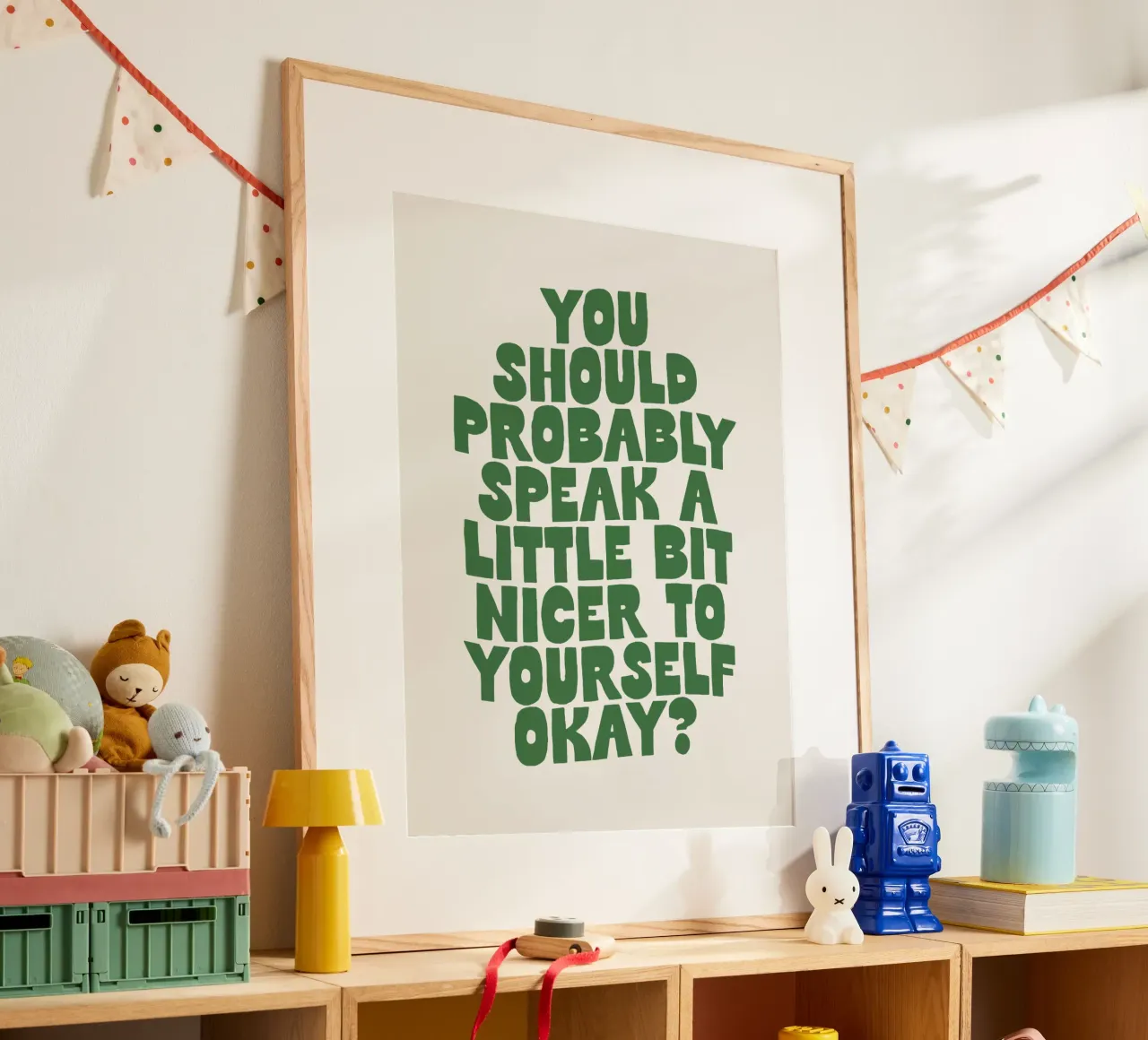 Vous devriez probablement vous parler un peu plus gentiment à vous-même poster avec cadre en aluminium de THE MOTIVATED TYPE
