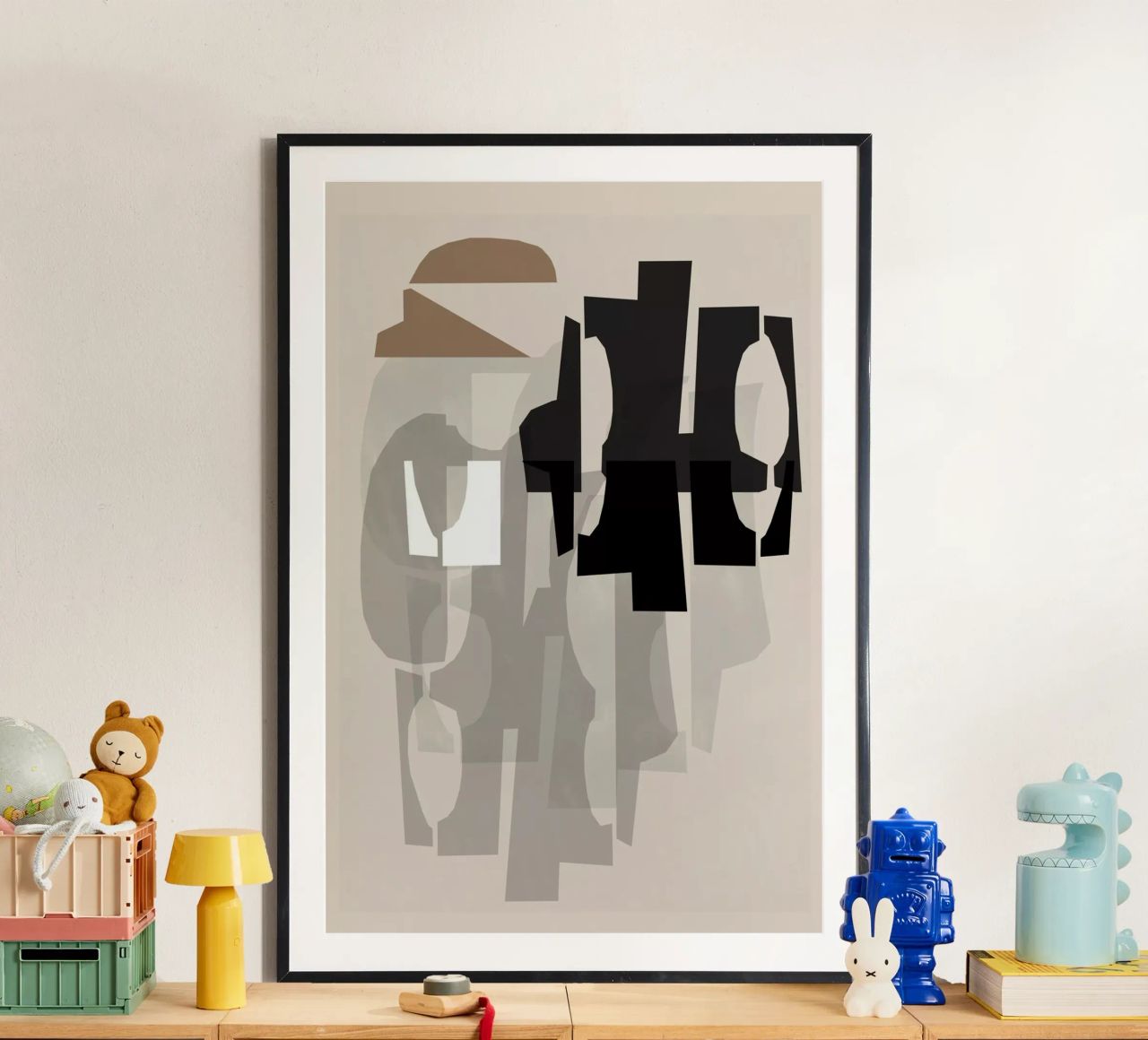 Rilievo in bianco e nero e marrone 1 poster con telaio in legno da Cartissi