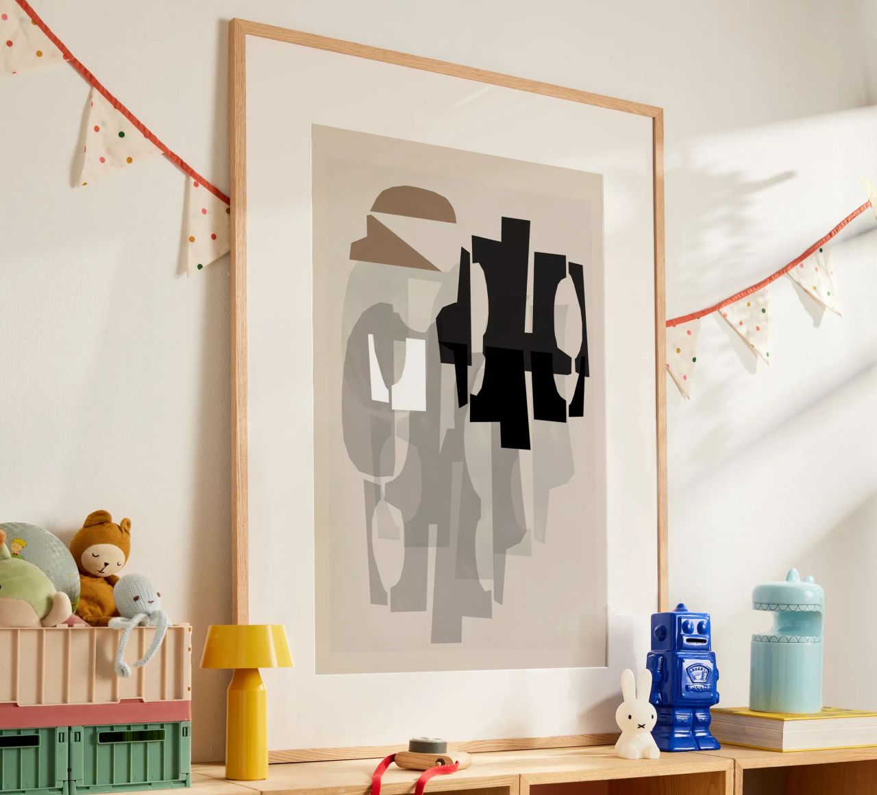 Rilievo in bianco e nero e marrone 1 poster con telaio in legno da Cartissi
