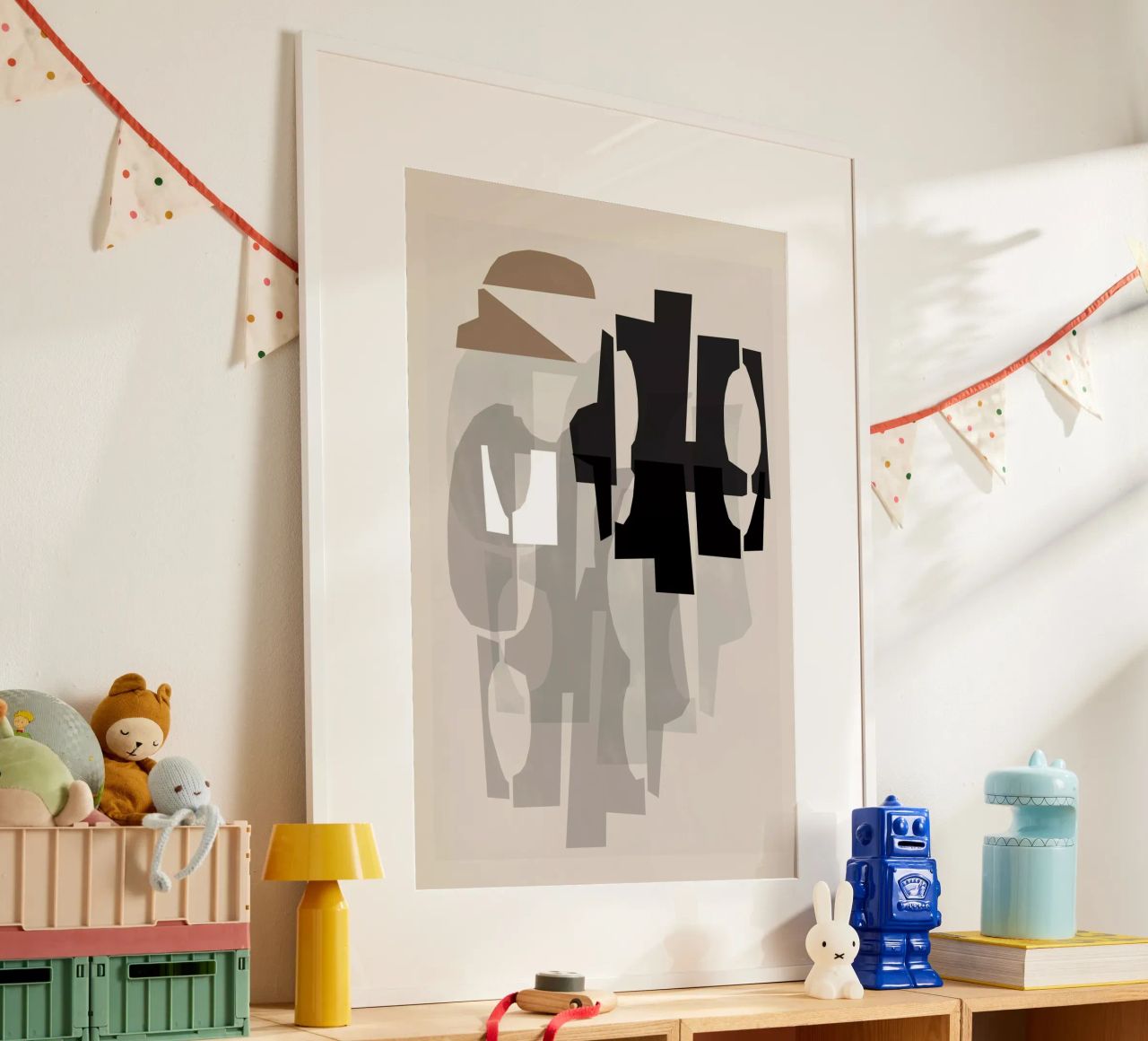 Rilievo in bianco e nero e marrone 1 poster con telaio in legno da Cartissi