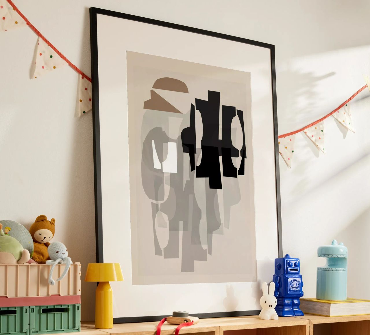 Rilievo in bianco e nero e marrone 1 poster con telaio in legno da Cartissi