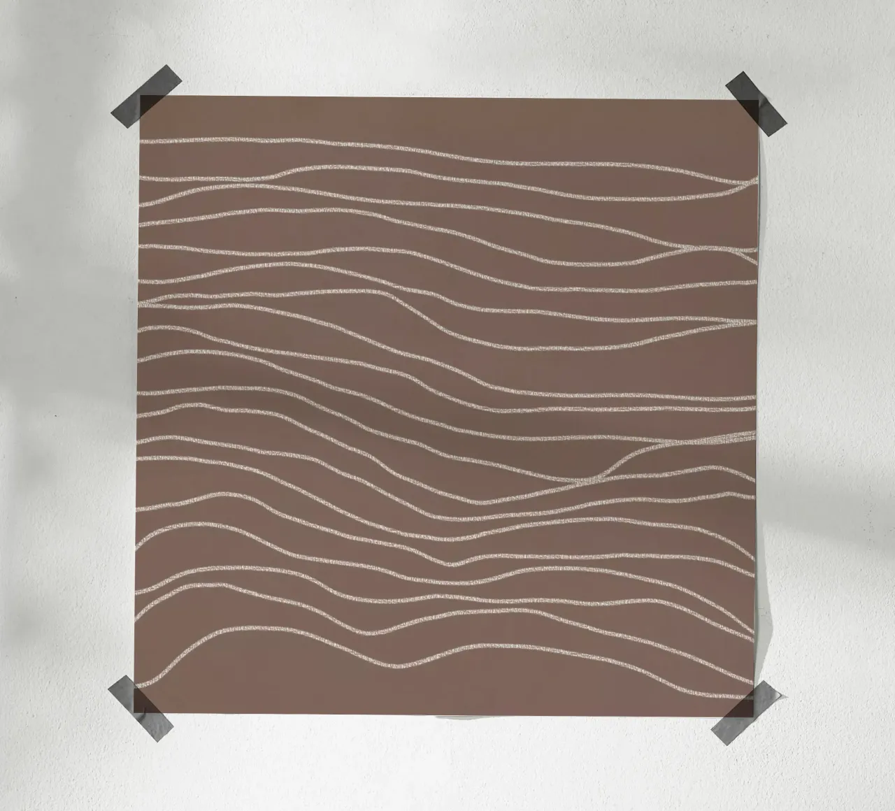 Minimal Chalk Lines on Brown | Abstract Landscape carta hahnemühle da sabidussi