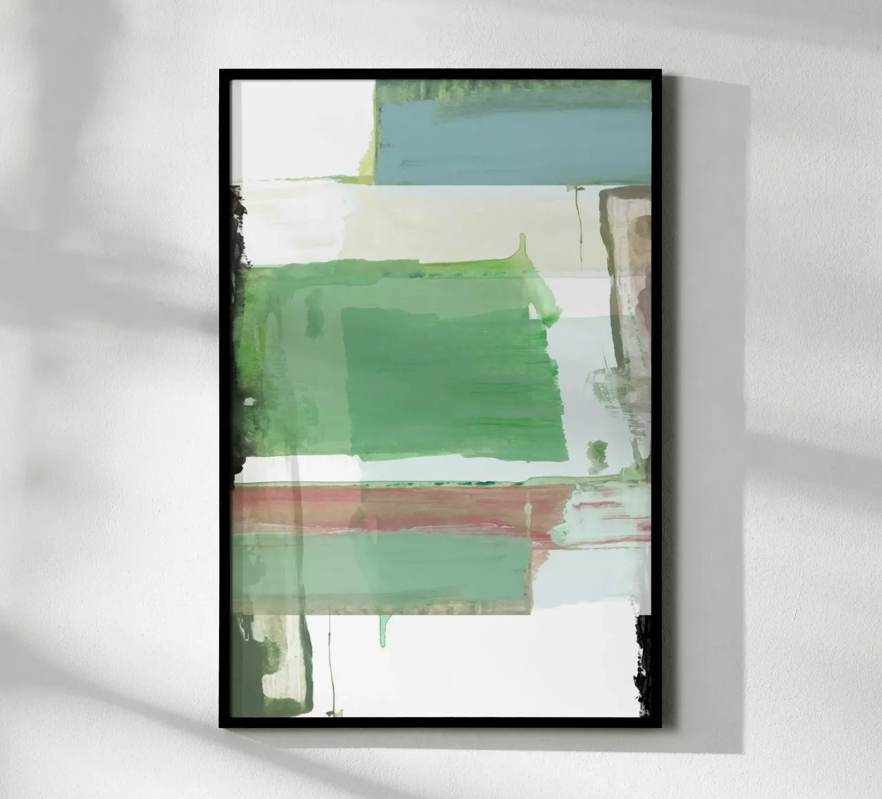 Blu acqua astratto su bianco 3 poster con telaio in legno da Cartissi