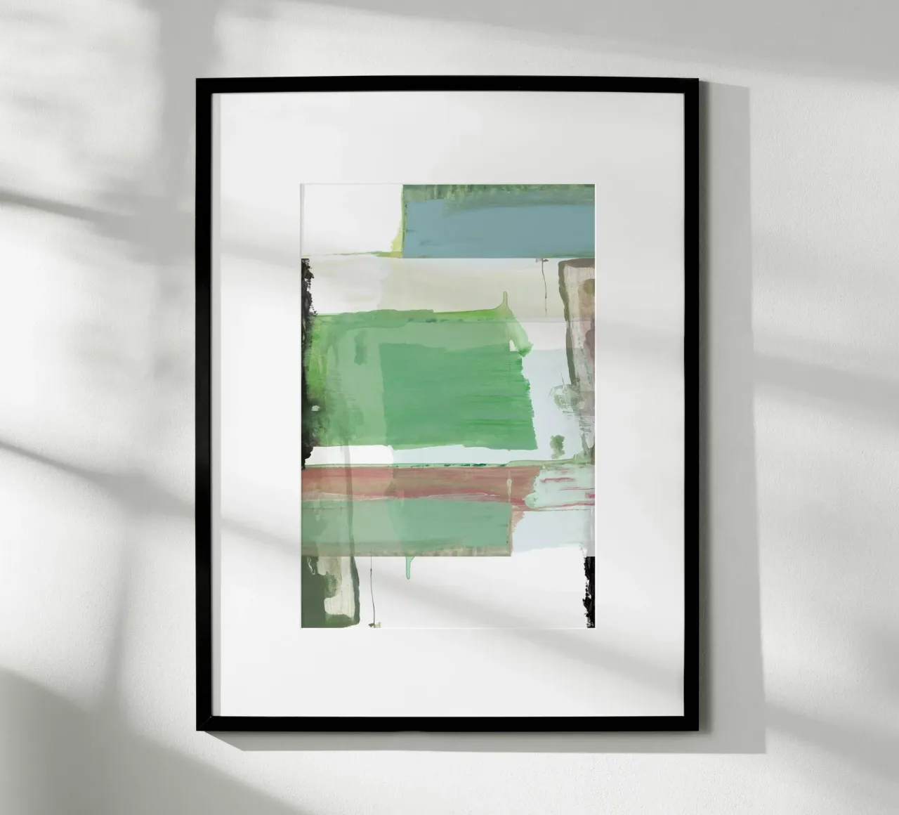Blu acqua astratto su bianco 3 poster con telaio in legno da Cartissi
