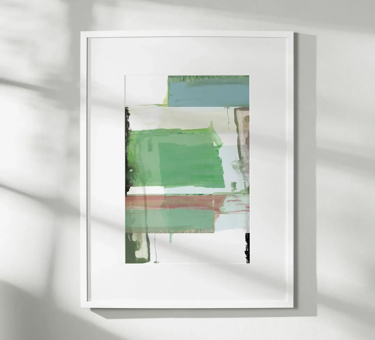 Blu acqua astratto su bianco 3 poster con telaio in legno da Cartissi