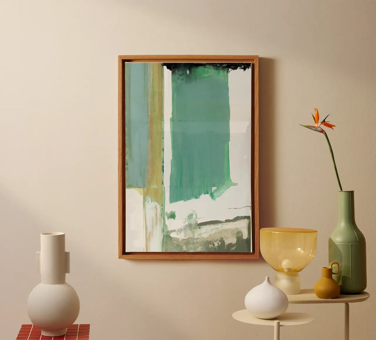 Aqua Blauw Abstract Op Wit 2 canvas met Baklijst van Cartissi